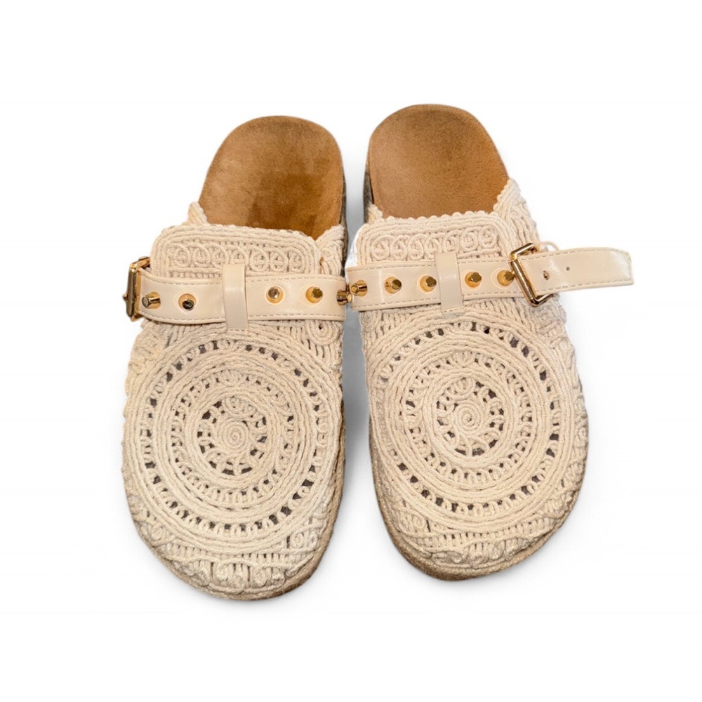Elegant Cream Crochet Women's Slippers